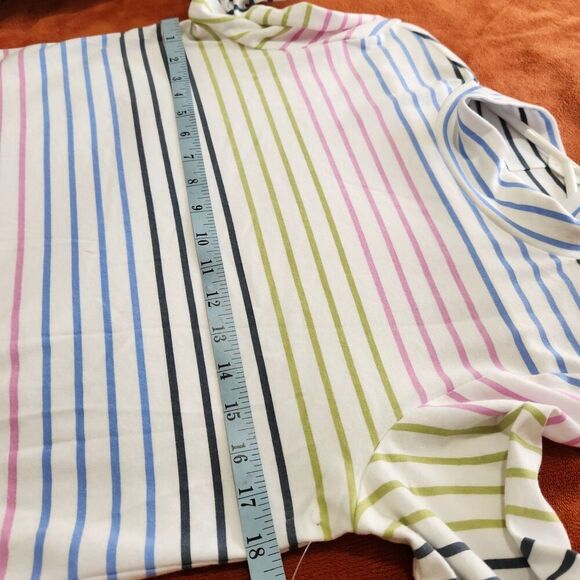 Croft Barrow Top Size Medium Striped 100% Cotton Mock Neck Longsleeve - Picture 7 of 7
